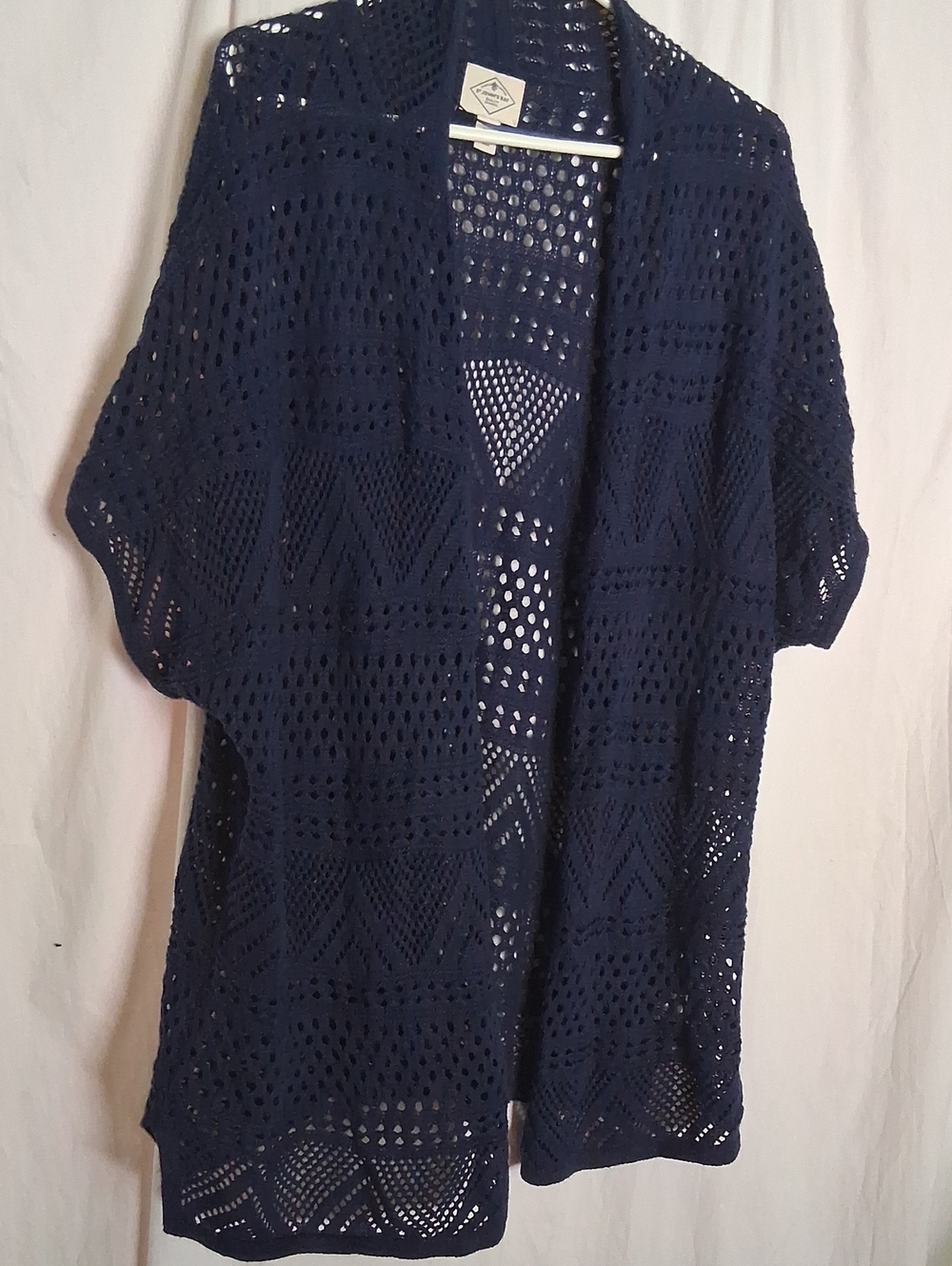 St. John's Bay Navy Open-Knit Short Sleeve Cardigan